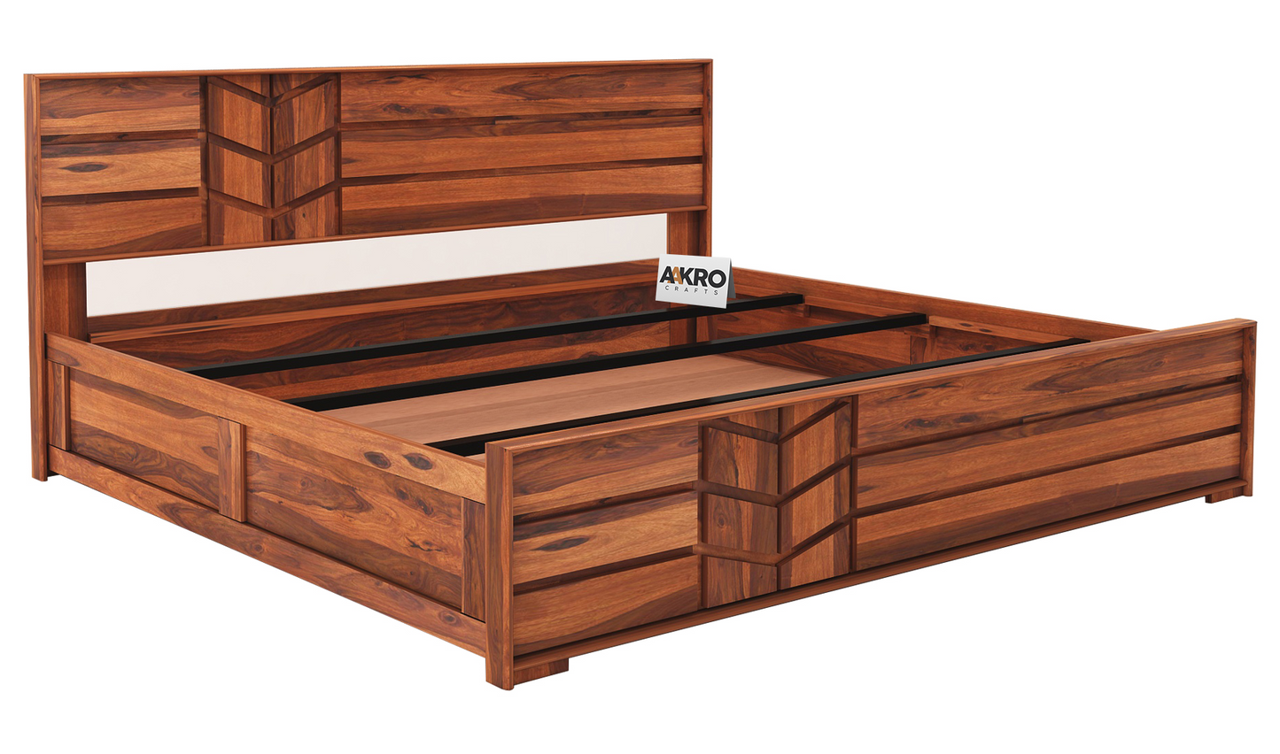 Sheesham Wood Venguard Bed with Box Storage - 1 Year Warranty