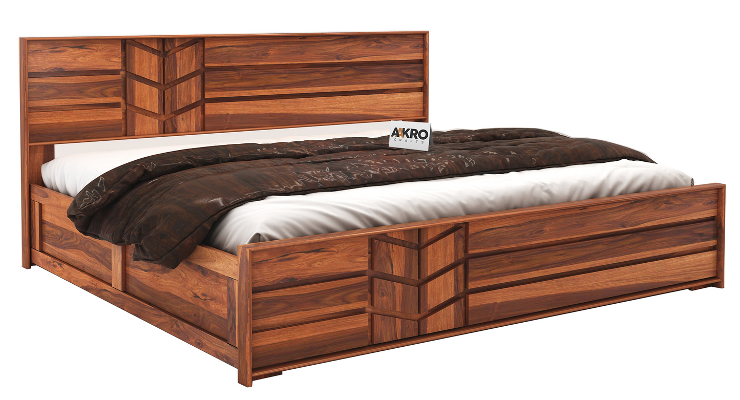 Venguard Sheesham Wood Bed with Box Storage - 1 Year Warranty