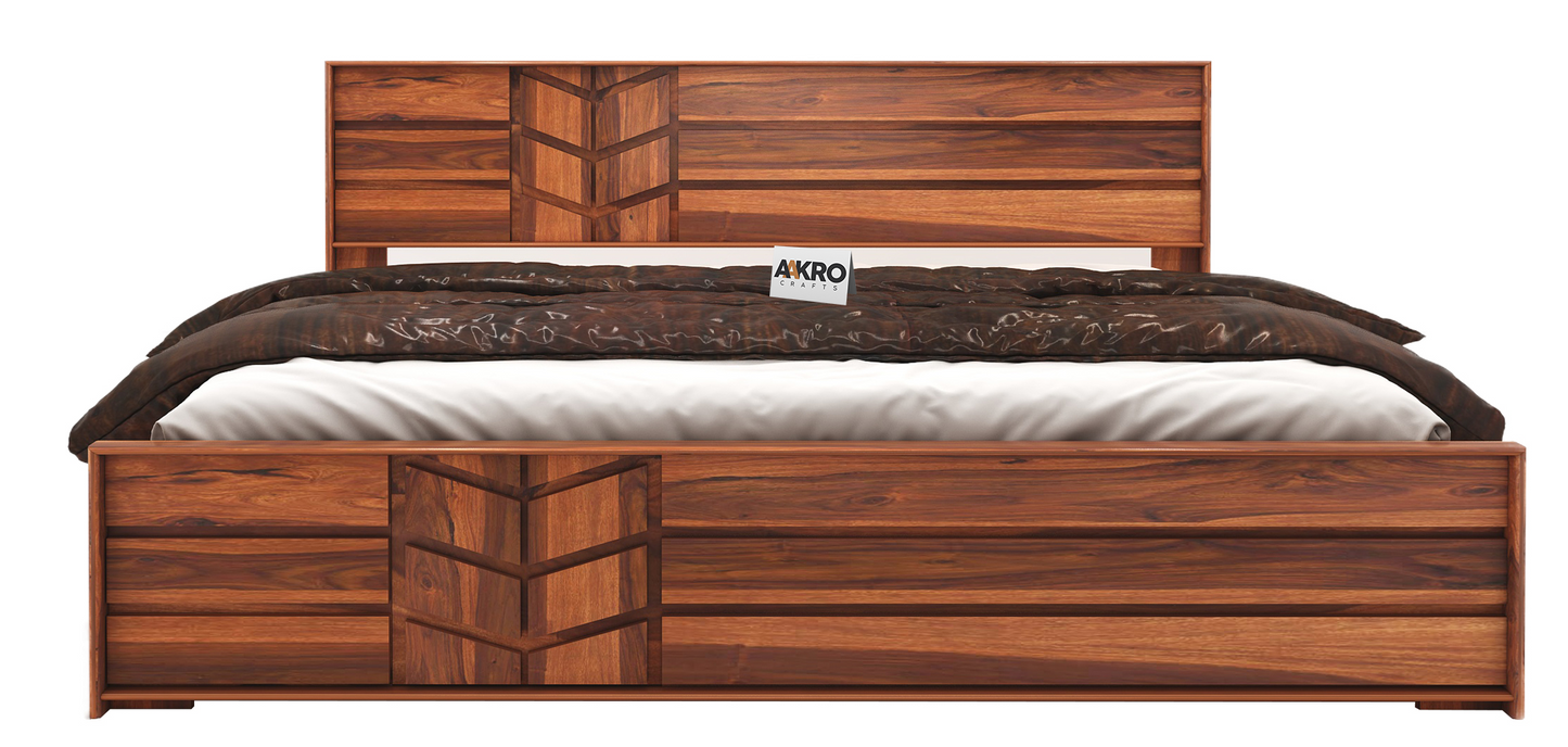 Venguard Sheesham Wood Bed with Box Storage - 1 Year Warranty