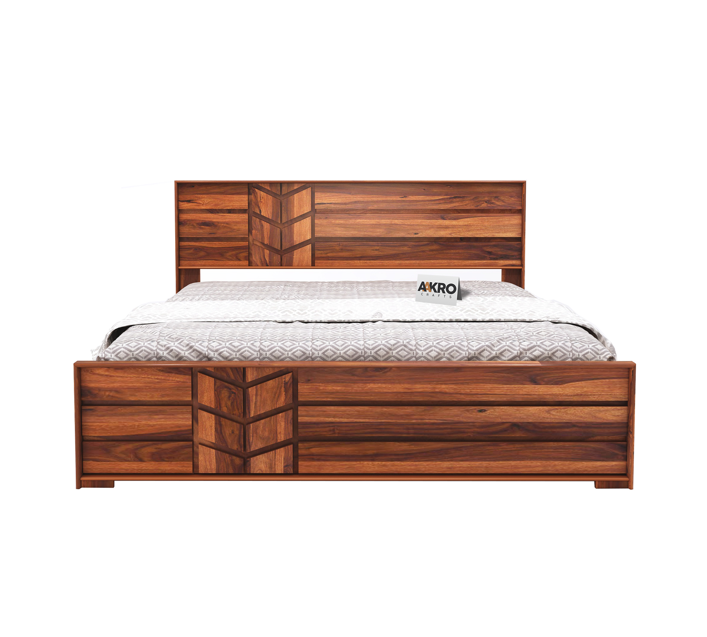 Venguard Sheesham Wood Bed with Box Storage (Honey Finish)  - 1 Year Warranty
