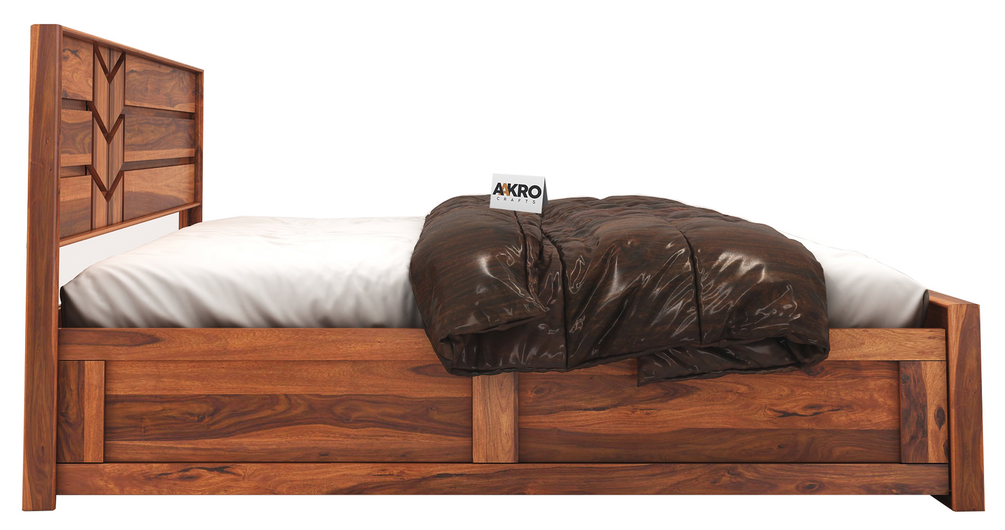 Venguard Sheesham Wood Bed with Box Storage - 1 Year Warranty