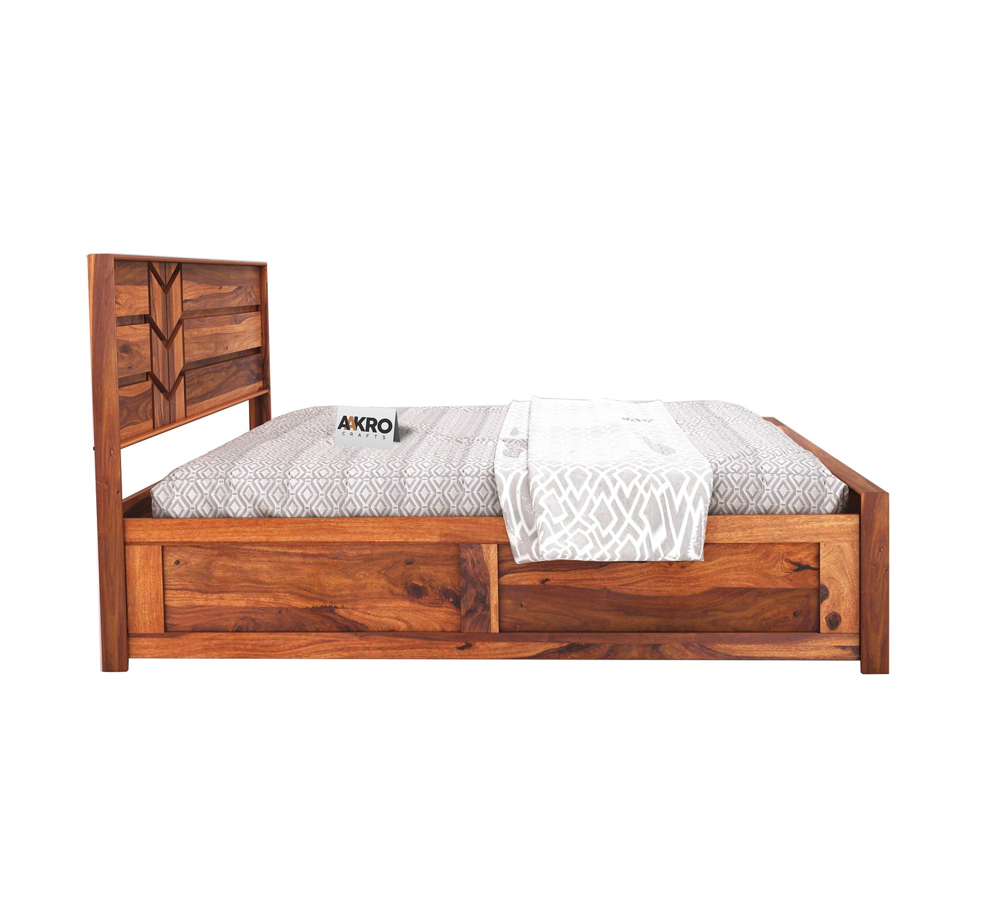 Venguard Sheesham Wood Bed with Box Storage (Honey Finish)  - 1 Year Warranty