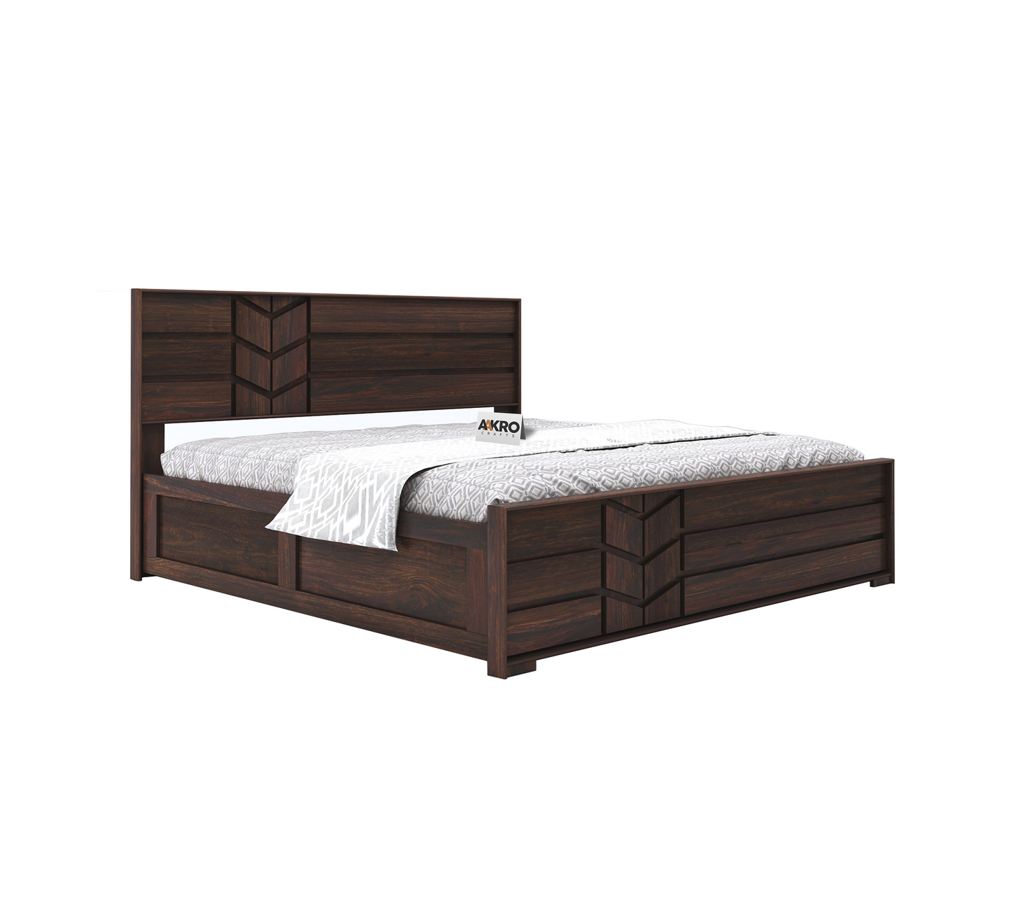 Venguard Sheesham Wood Bed with Box Storag (Walnut Finish) - 1 Year Warranty