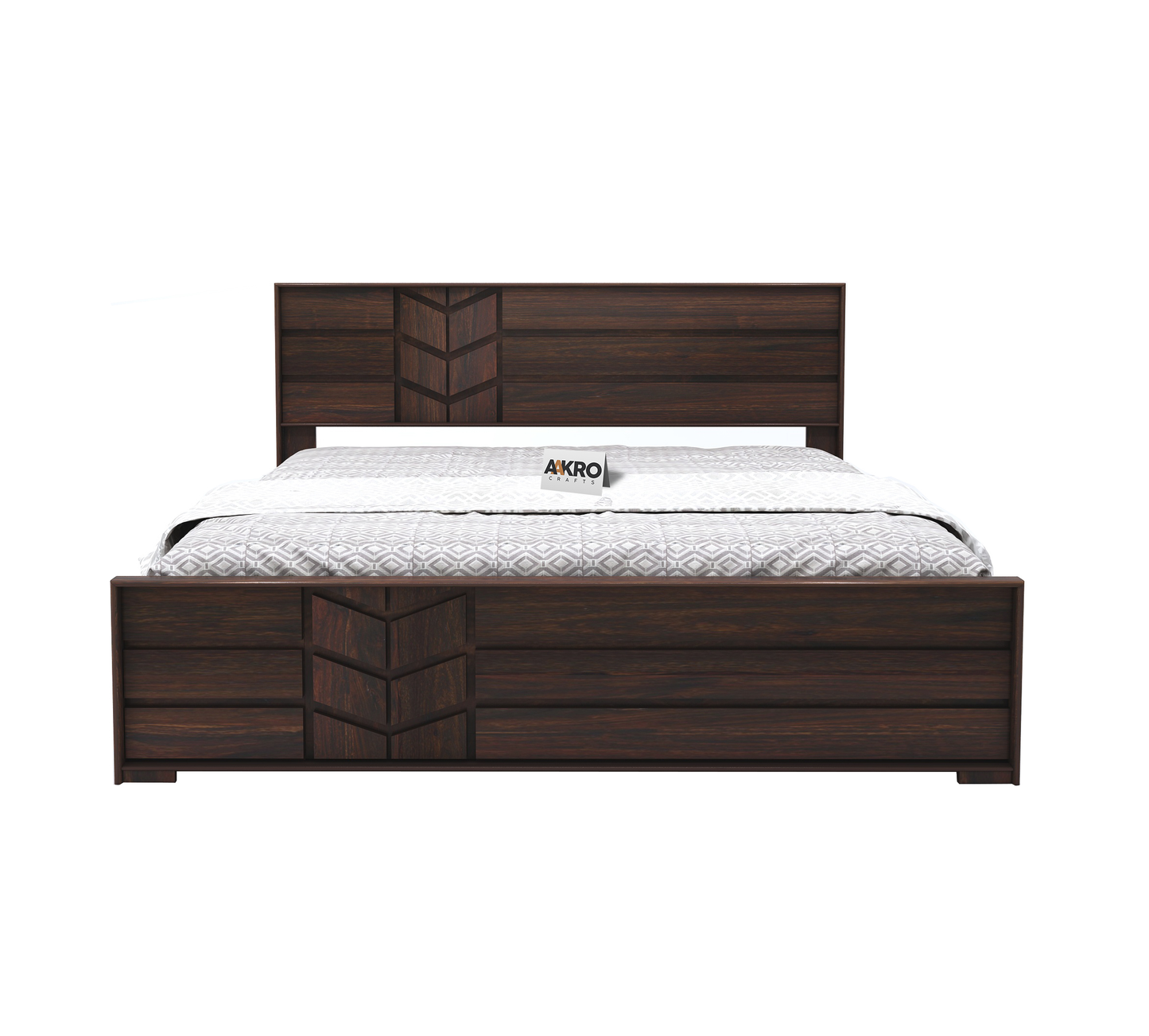 Venguard Sheesham Wood Bed with Box Storag (Walnut Finish) - 1 Year Warranty