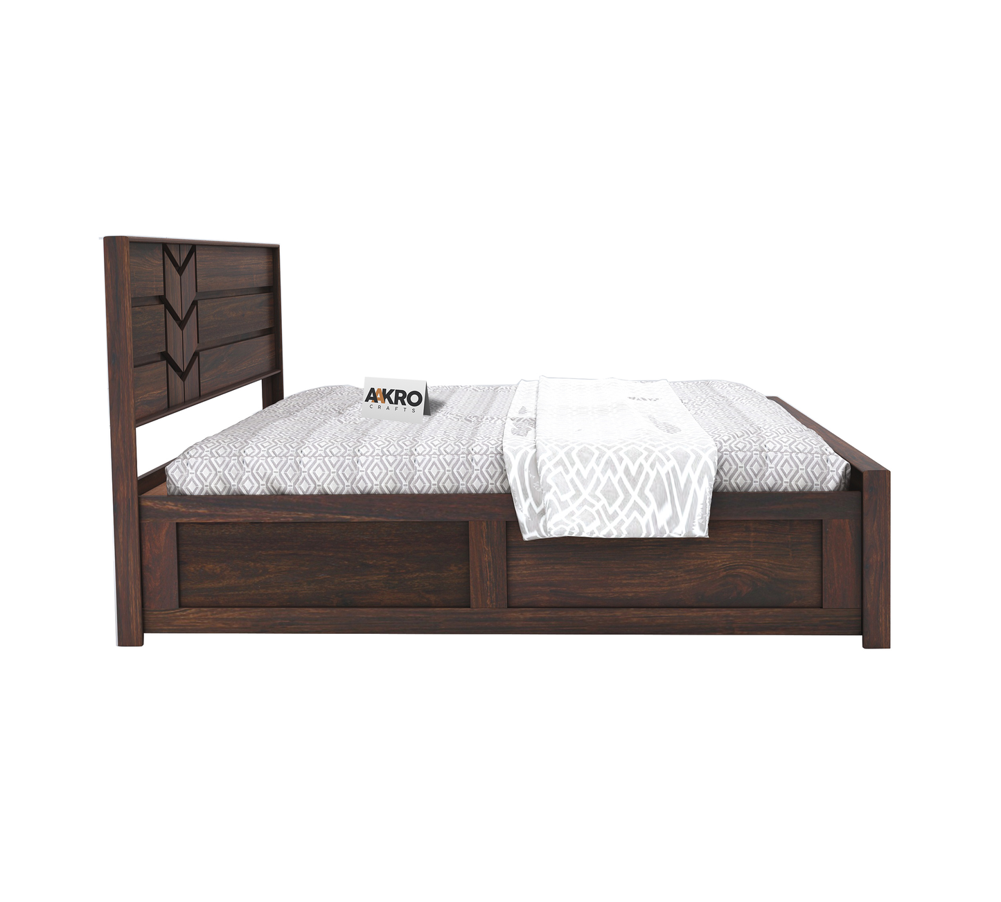 Venguard Sheesham Wood Bed with Box Storag (Walnut Finish) - 1 Year Warranty