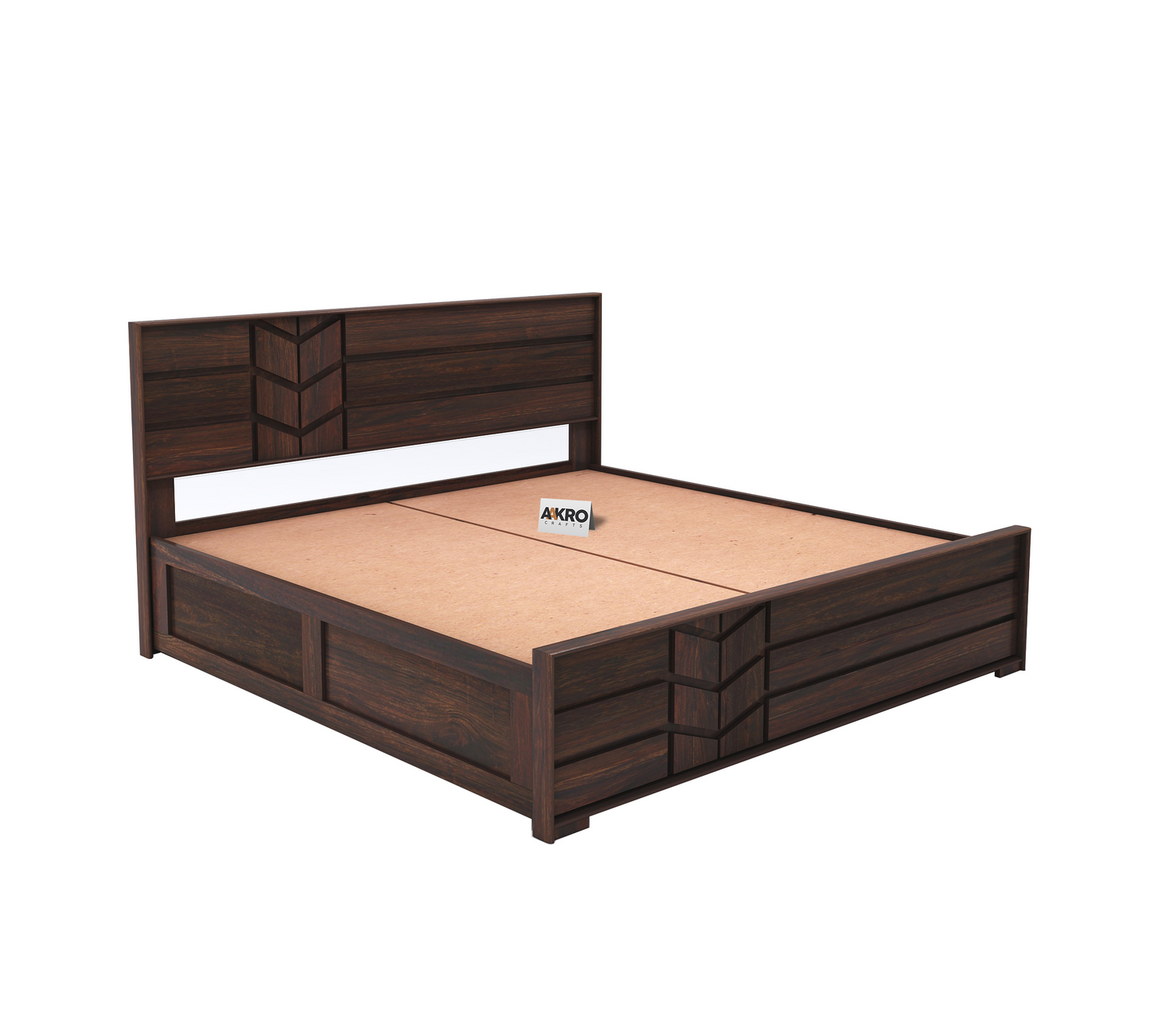 Venguard Sheesham Wood Bed with Box Storag (Walnut Finish) - 1 Year Warranty