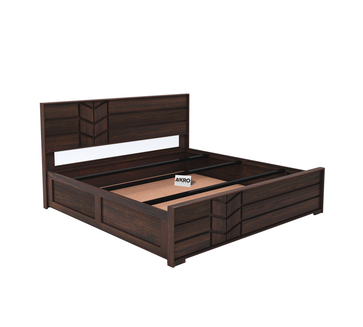 Venguard Sheesham Wood Bed with Box Storag (Walnut Finish) - 1 Year Warranty