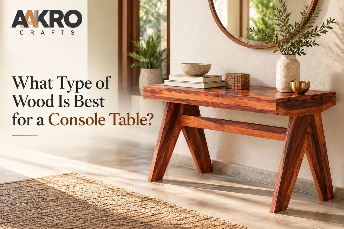 Sheesham wood console table by Aakro Crafts for modern home and hotel interiors