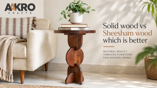 Solid wood side table by Aakro Crafts showcasing Sheesham wood furniture for modern home interiors.