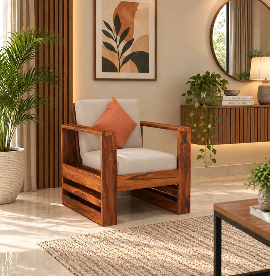 Solid Wood 1 Seater Sofa
