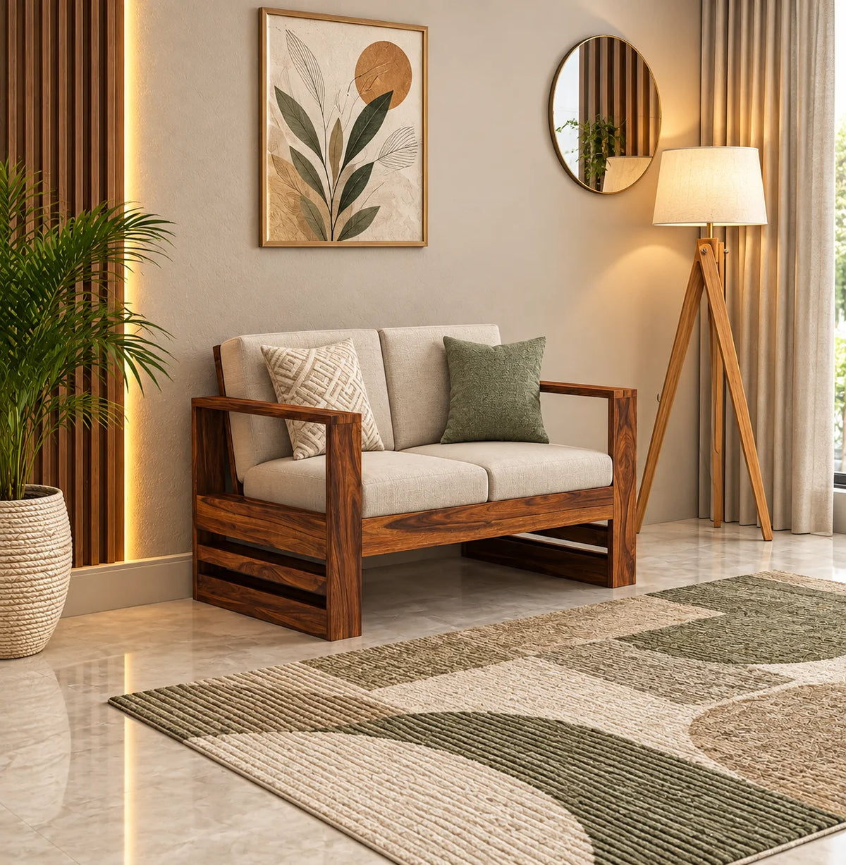 2 Seater Sofa with Solid Wood Frame