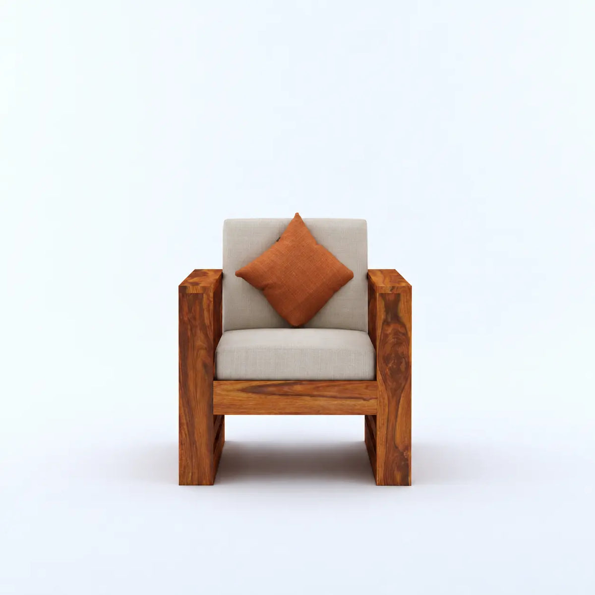 Solid Wood 1 Seater Sofa