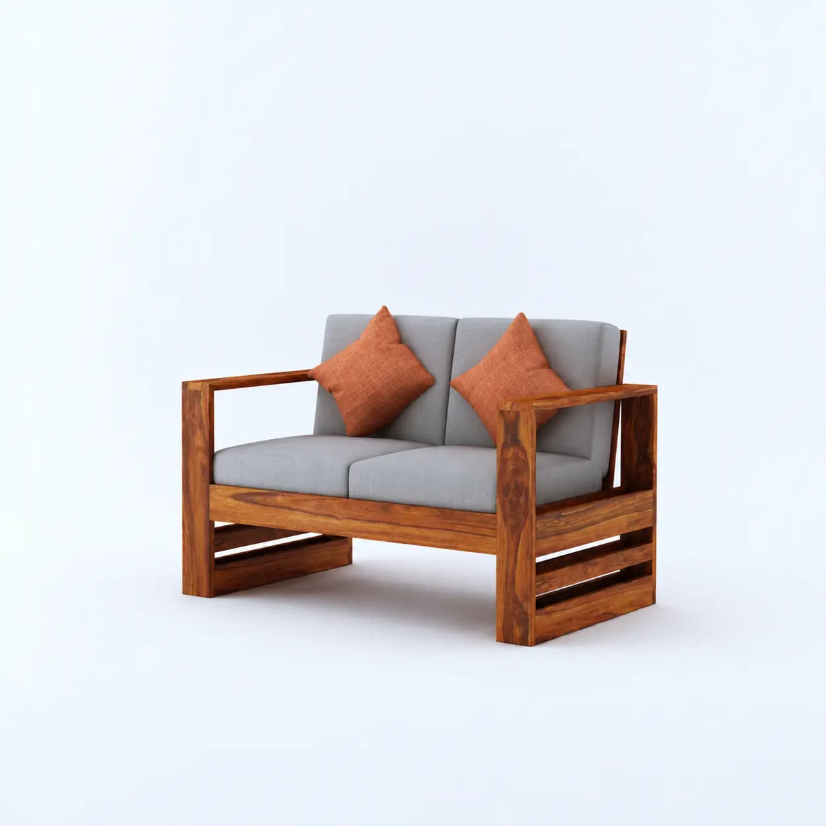 Grey Fabric 3+2 Seater Sofa Set with Solid Wood Frame