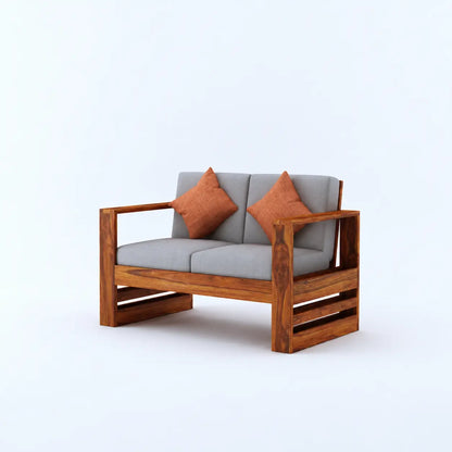 Grey Fabric 3+2 Seater Sofa Set with Solid Wood Frame