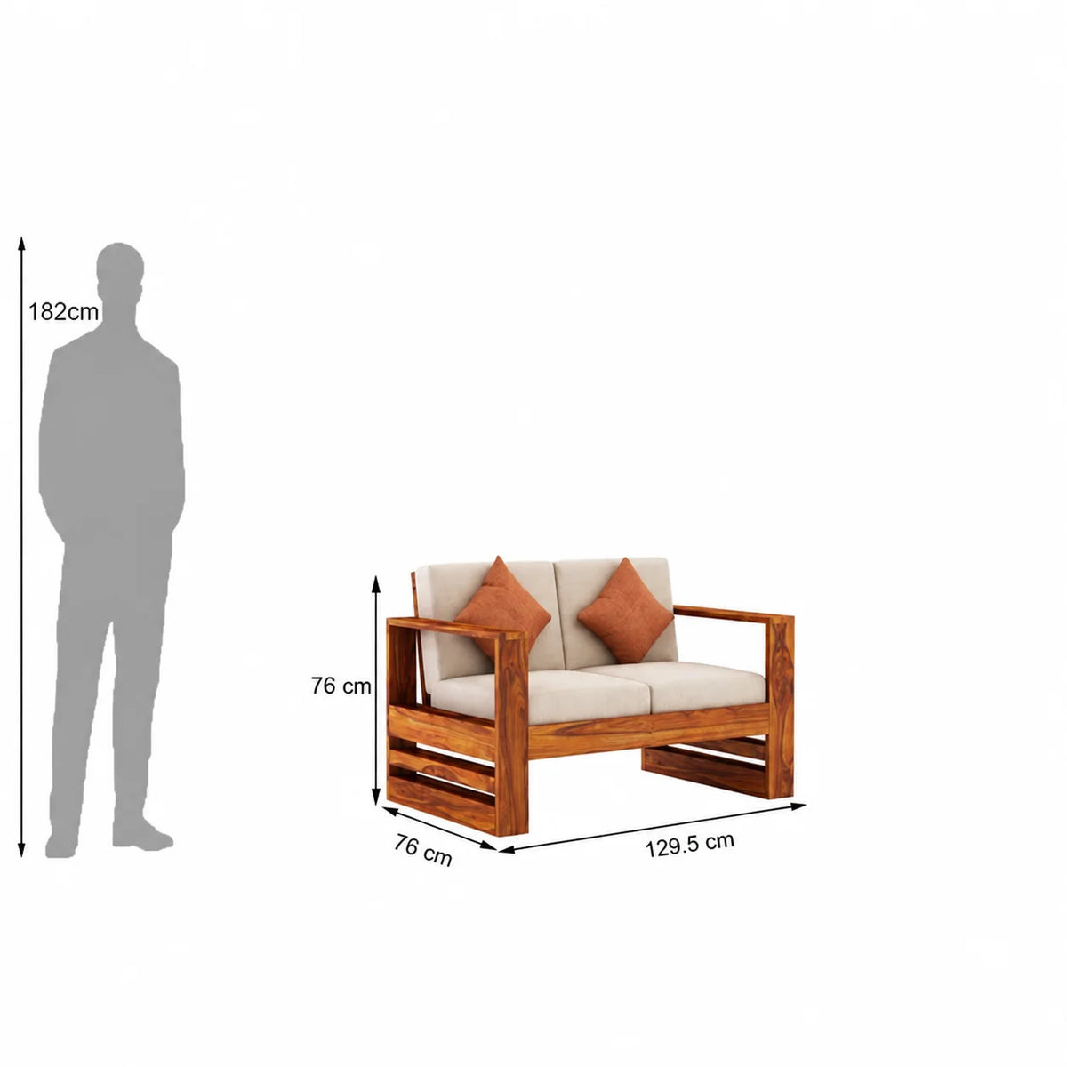 2 Seater Sofa with Solid Wood Frame