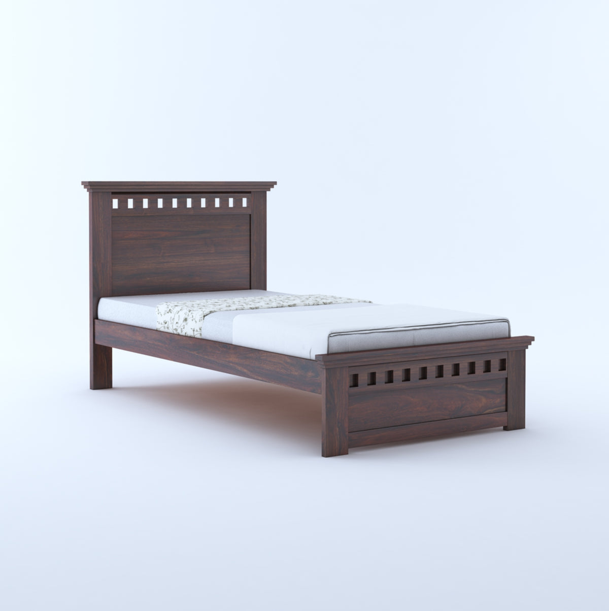 Kuber Solid Sheesham Wood Single Bed – Non-Storage Wooden Bed