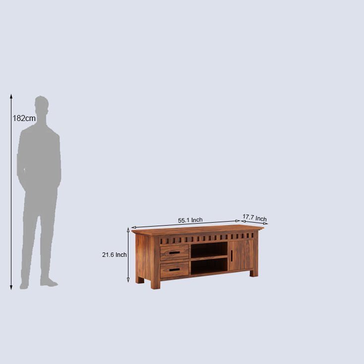 Kuber Wooden TV Unit with Drawers & Cabinet
