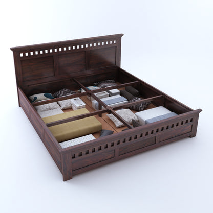 Kuber Grid Design Sheesham Wood Bed with Box Storage