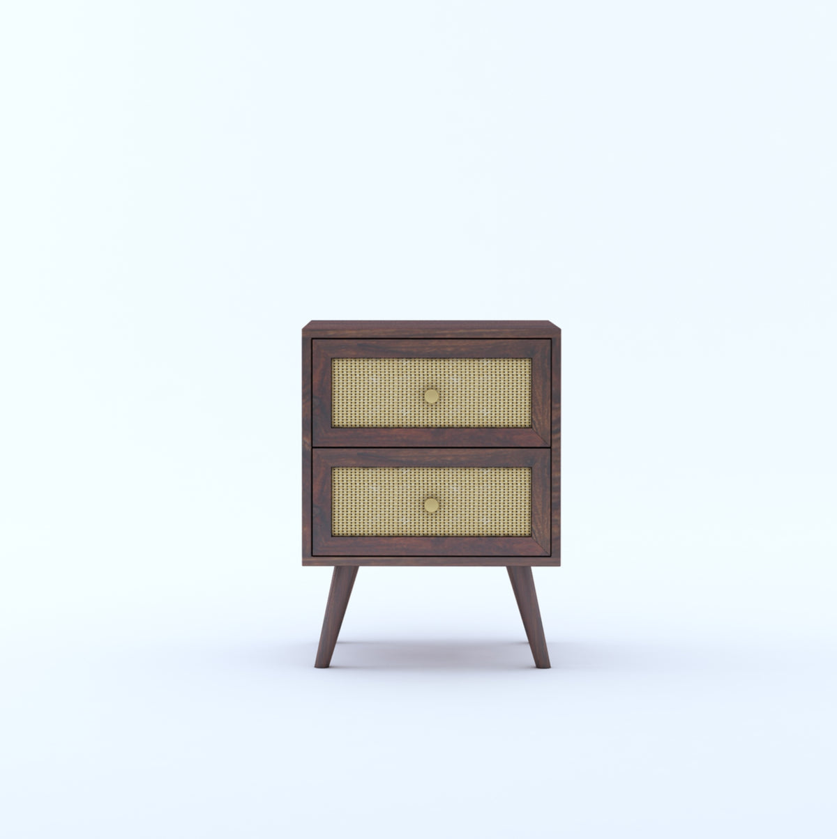 Cane Panel Solid Sheesham Wood Bedside Table – 2 Drawer