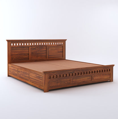 Kuber Grid Design Sheesham Wood Bed with Box Storage