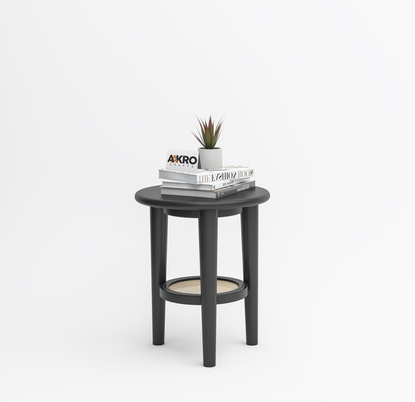 Zedi Wooden Nightstand Table(Midnight Obsidian)