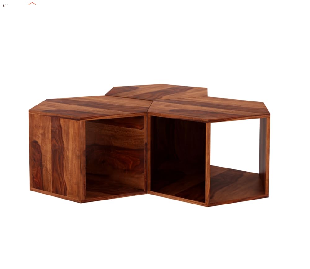 Sheesham Wood Hexagon Shape Centre Coffee Table