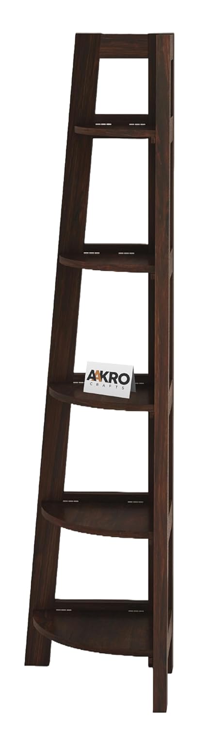 Sheesham Wood 5 Tier Corner Bookshelf / Bookcase Display Unit