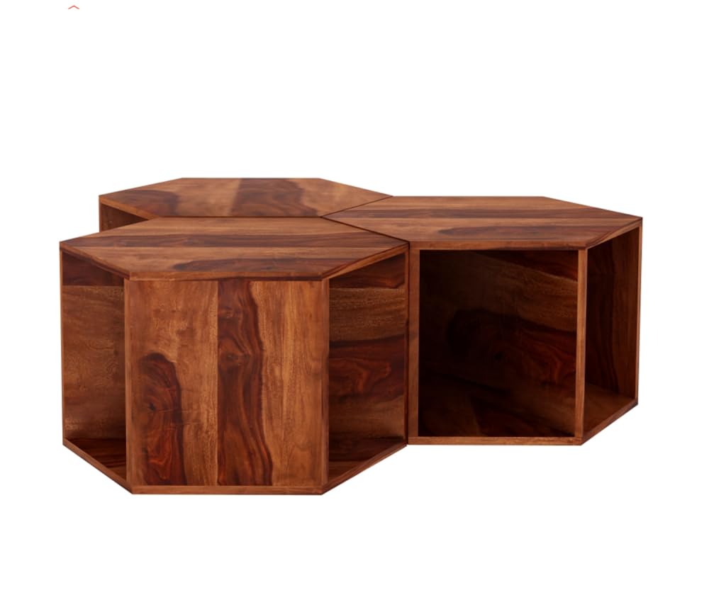 Sheesham Wood Hexagon Shape Centre Coffee Table