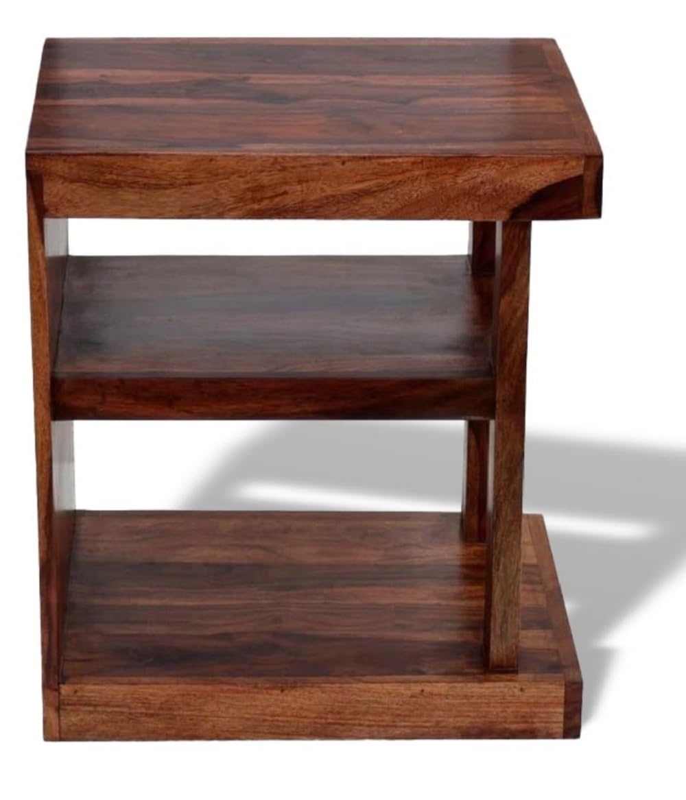 Sheesham Wood Bedside Table with Shelf Storage