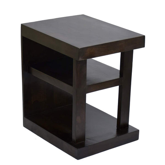 Sheesham Wood Bedside Table with Shelf Storage