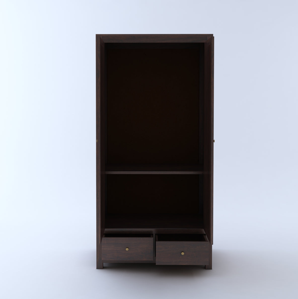 Cane Panel Wooden Wardrobe with Drawers