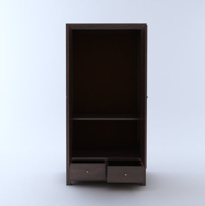 Cane Panel Wooden Wardrobe with Drawers