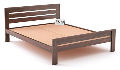 Sheesham Wood Bed Without Storage - 1 Year Warranty - Walnut Finish