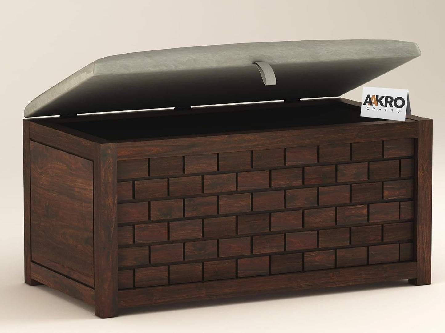 Sheesham Wood Storage Bench - 1 Year Warranty - Walnut Finish