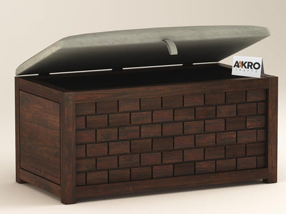 Sheesham Wood Storage Bench - 1 Year Warranty - Walnut Finish