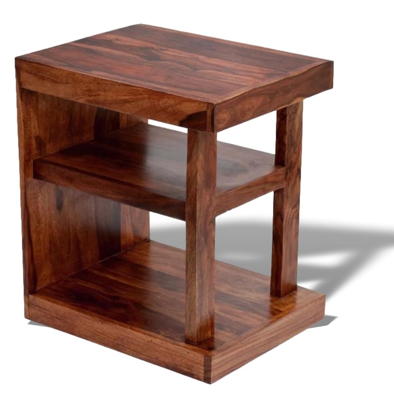 Sheesham Wood Bedside Table with Shelf Storage
