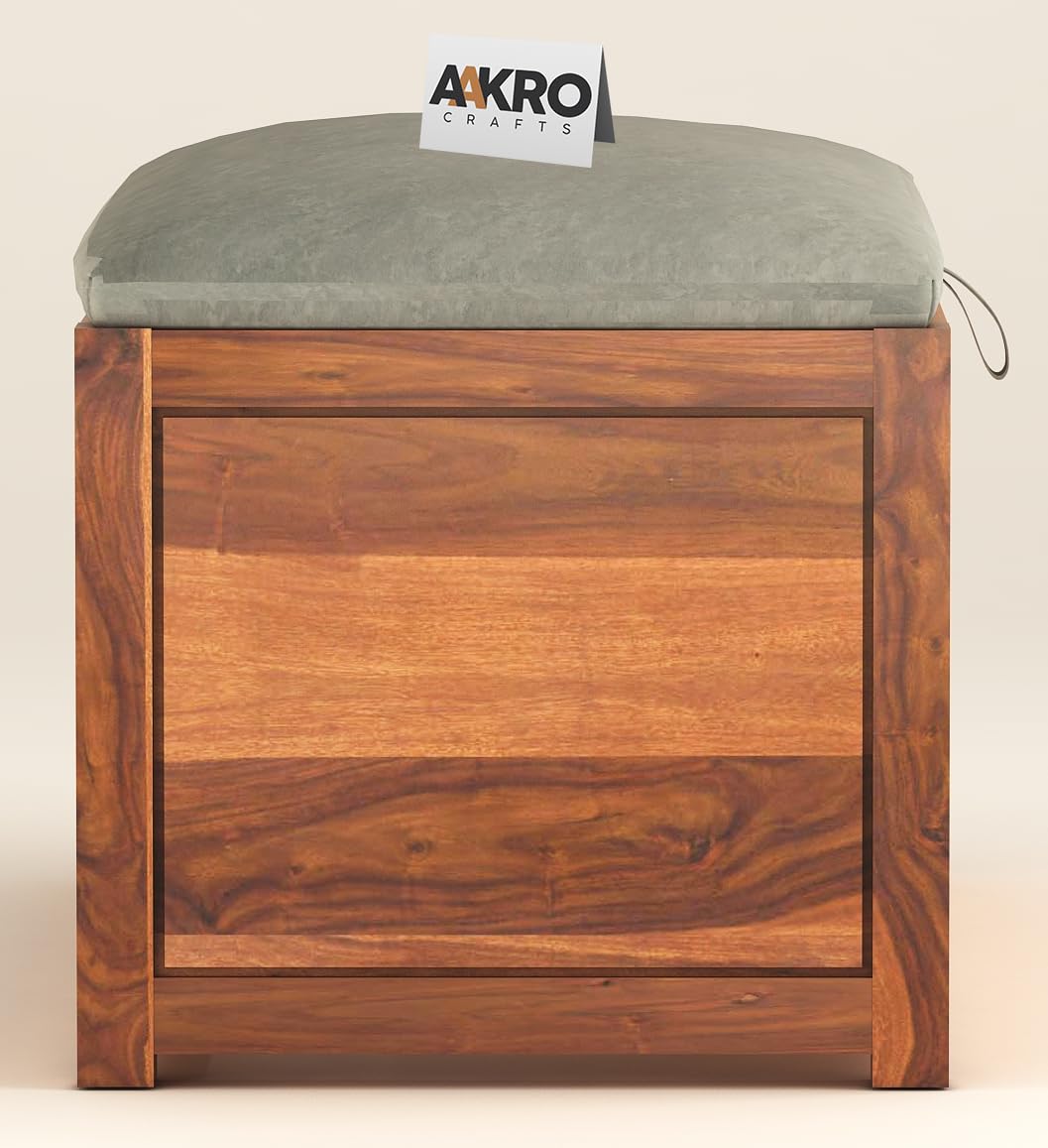 Sheesham Wood Storage Bench - 1 Year Warranty - Honey Finsh