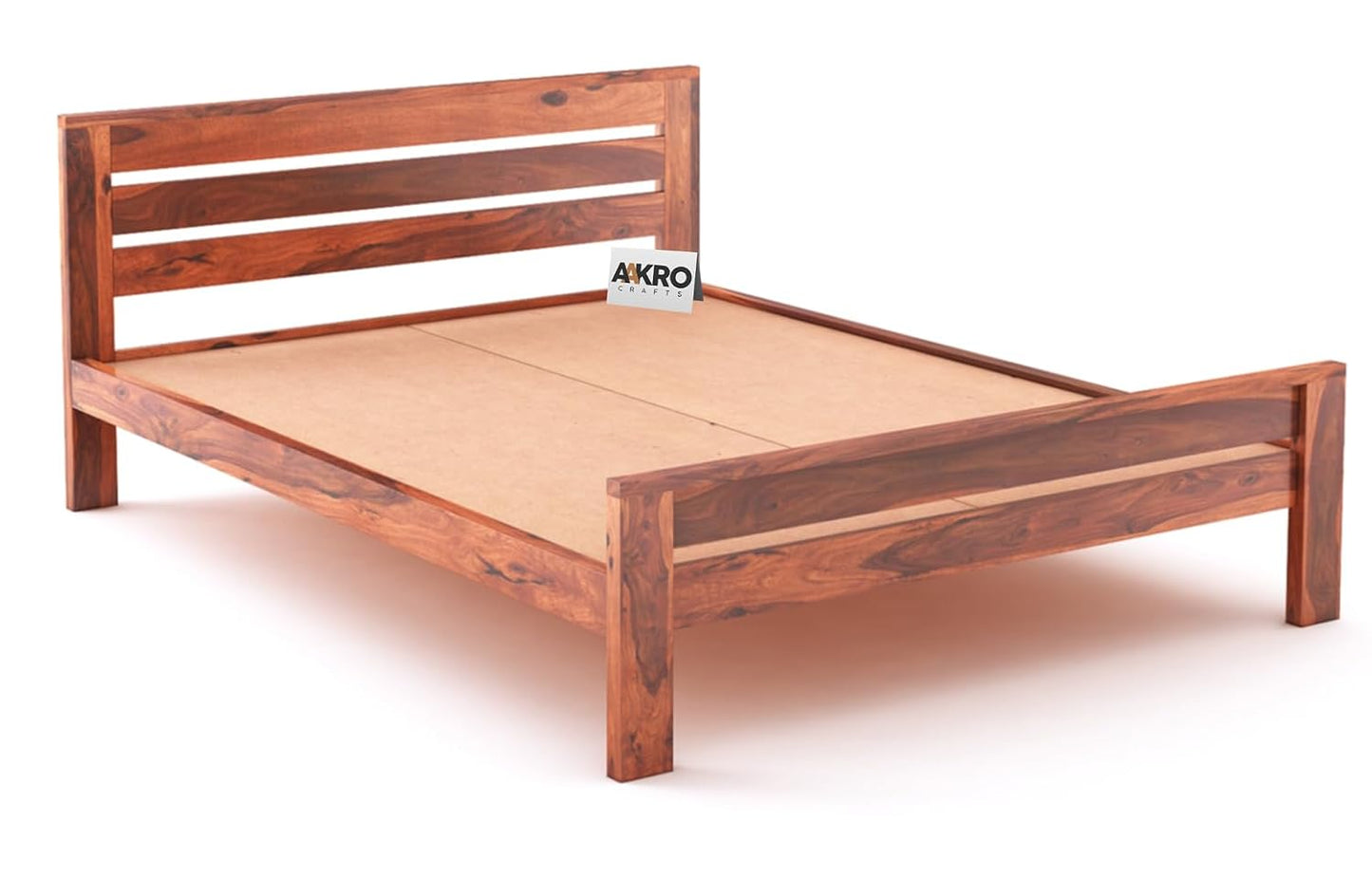 Sheesham Wood Bed Without Storage - 1 Year Warranty - Honey Finish