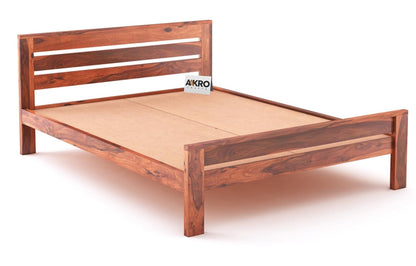 Sheesham Wood Bed Without Storage - 1 Year Warranty - Honey Finish