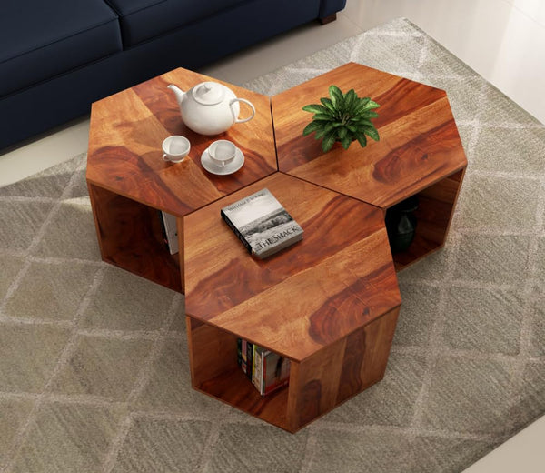 Ugo Sheesham Wood Hexagon Shape Centre Coffee Table