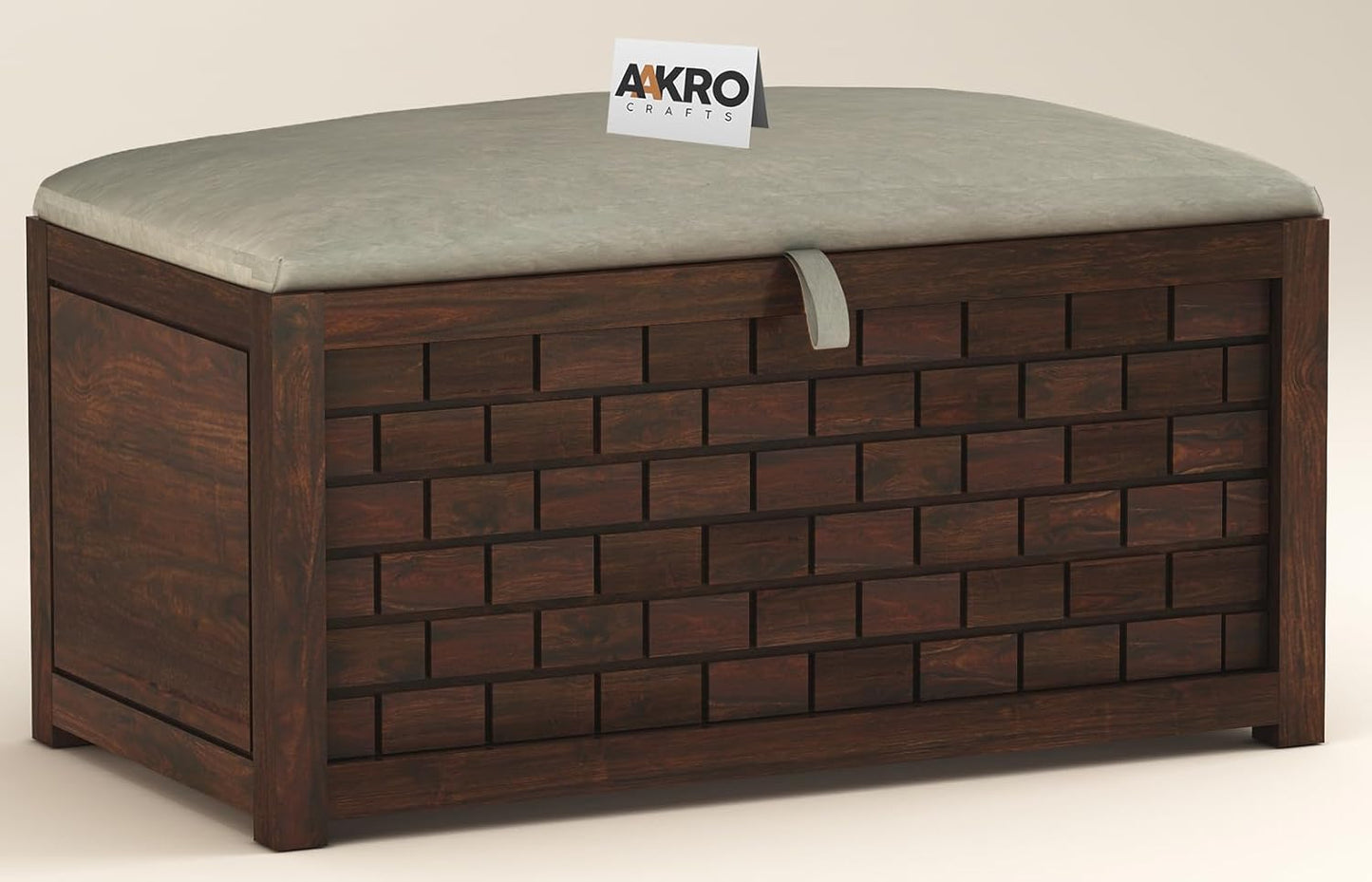 Sheesham Wood Storage Bench - 1 Year Warranty - Walnut Finish