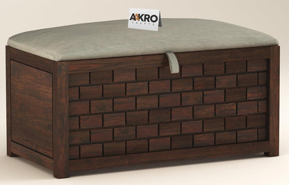 Sheesham Wood Storage Bench - 1 Year Warranty - Walnut Finish
