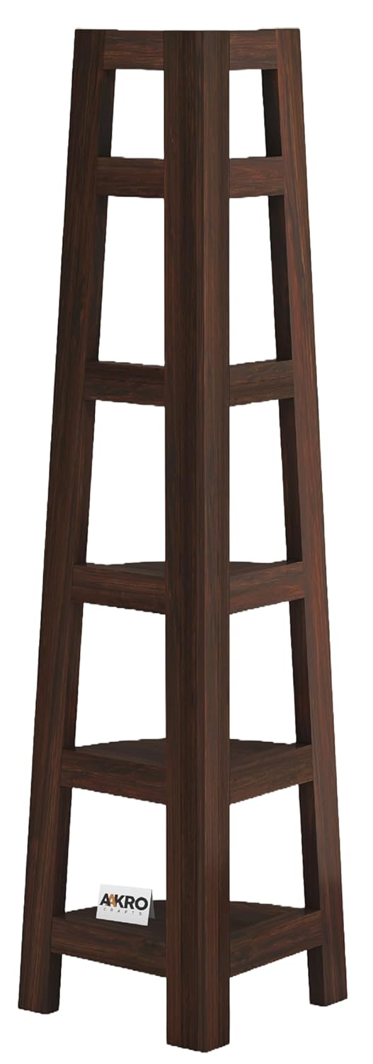 Sheesham Wood 5 Tier Corner Bookshelf / Bookcase Display Unit