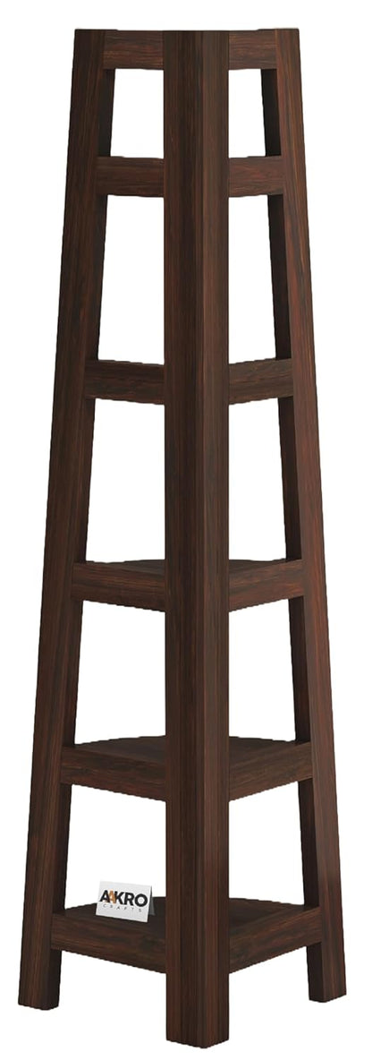 Sheesham Wood 5 Tier Corner Bookshelf / Bookcase Display Unit