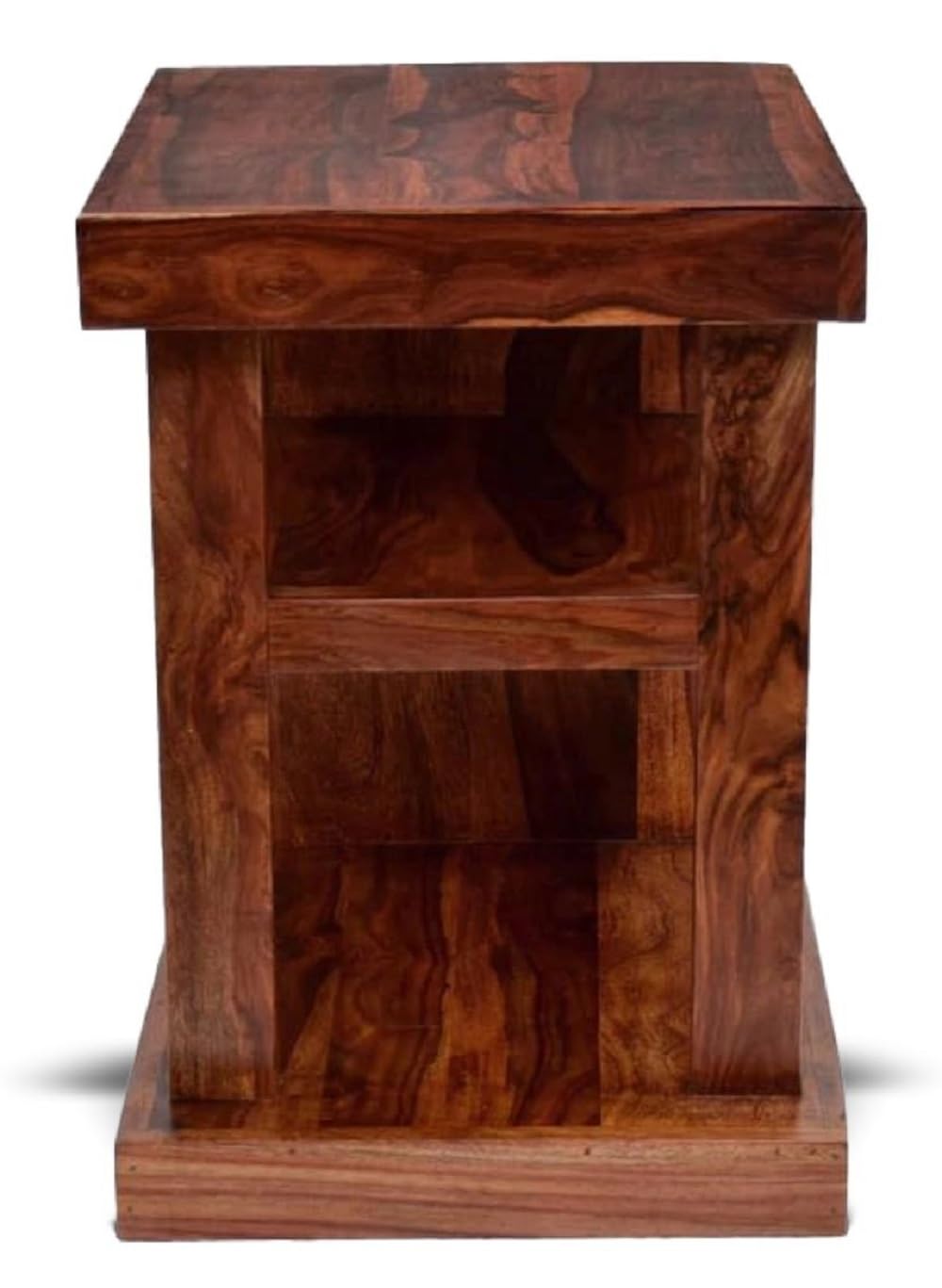 Sheesham Wood Bedside Table with Shelf Storage