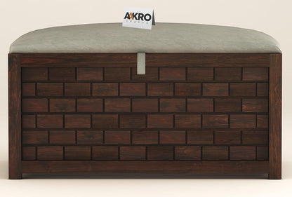 Sheesham Wood Storage Bench - 1 Year Warranty - Walnut Finish