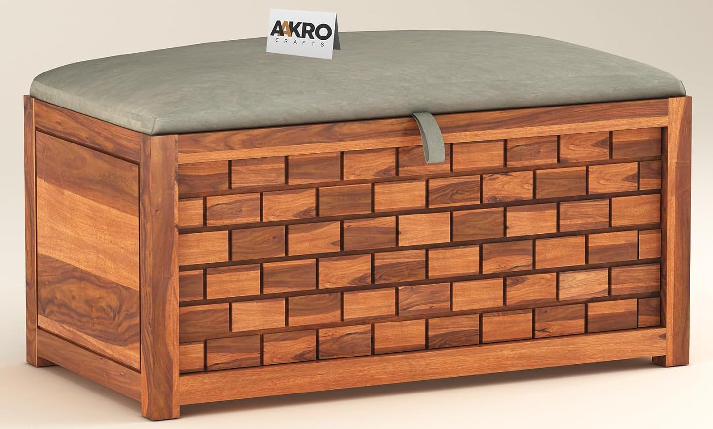 Sheesham Wood Storage Bench - 1 Year Warranty - Honey Finsh