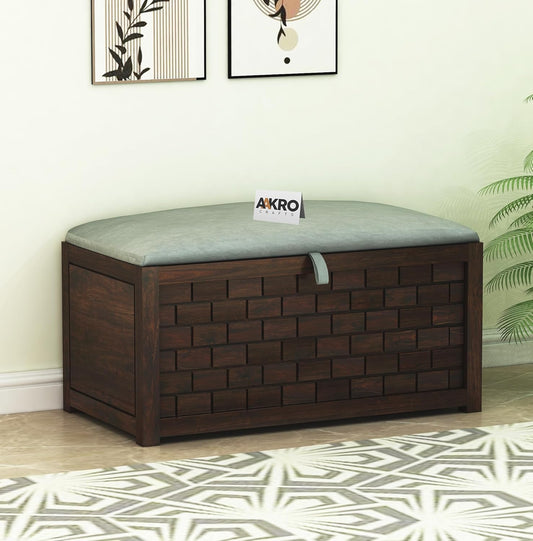 Sheesham Wood Storage Bench - 1 Year Warranty - Walnut Finish