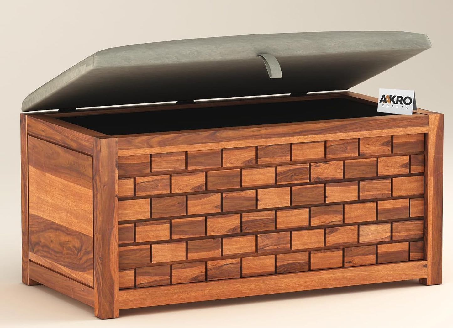 Sheesham Wood Storage Bench - 1 Year Warranty - Honey Finsh