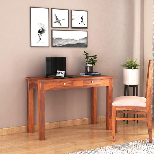 Sheesham Wood Study Table with 2 Drawers  - 1 Year Warranty